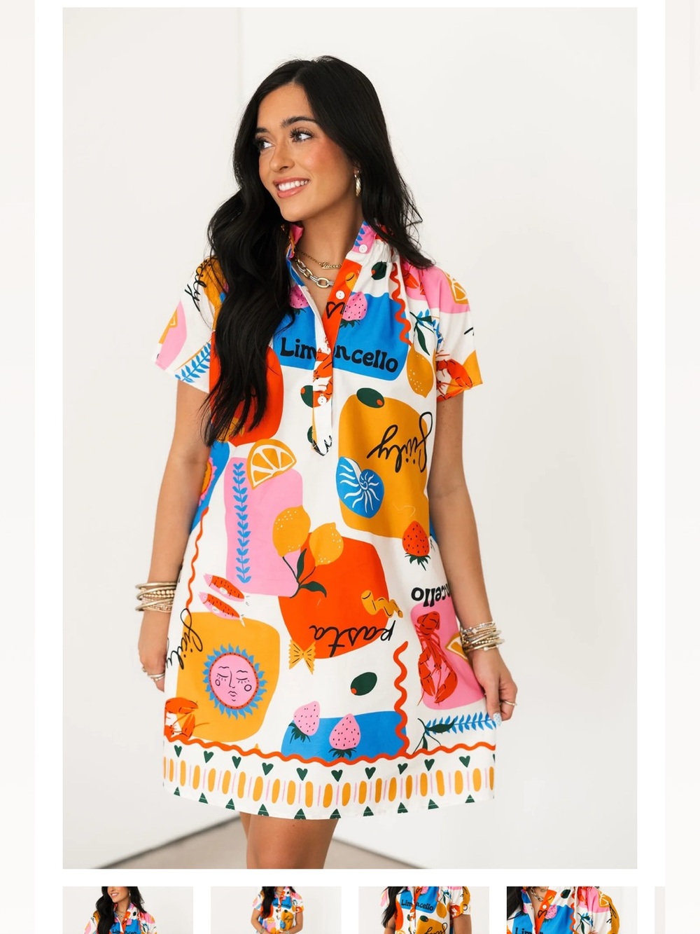 Adrienne Multicolor Fruit & Graphic Print Dress